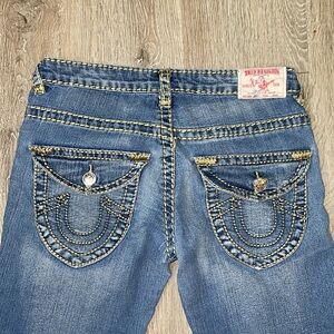 True Religion size 28  low rise jeans thick stitching denim Y2K vintage